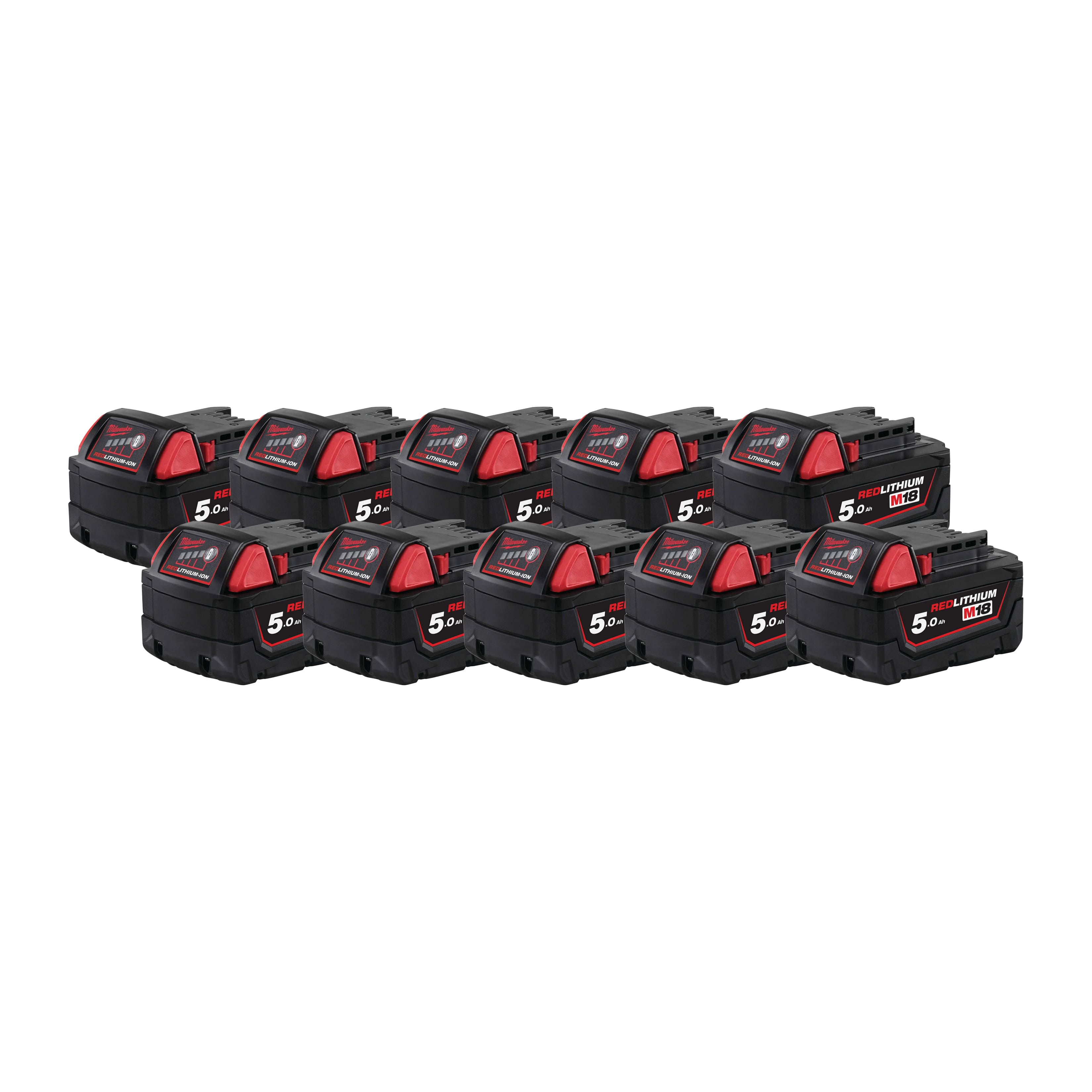 Milwaukee Zubehör M18B510pack M18 B5 10er-Pack -10 x Akku 18 Volt 5.0Ah Li-Ion