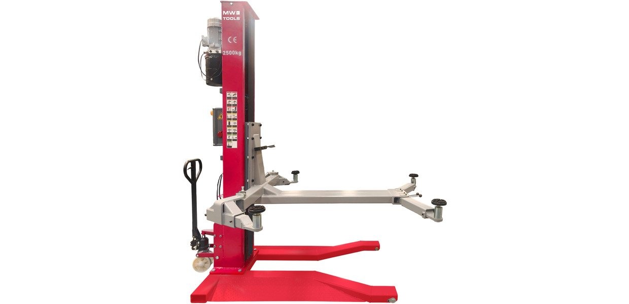 MW-Tools 724562903 MHB126 elektrisch Mobile Ein-Säulen-Hebebühne max. 2,5 Tonnen 1x230V