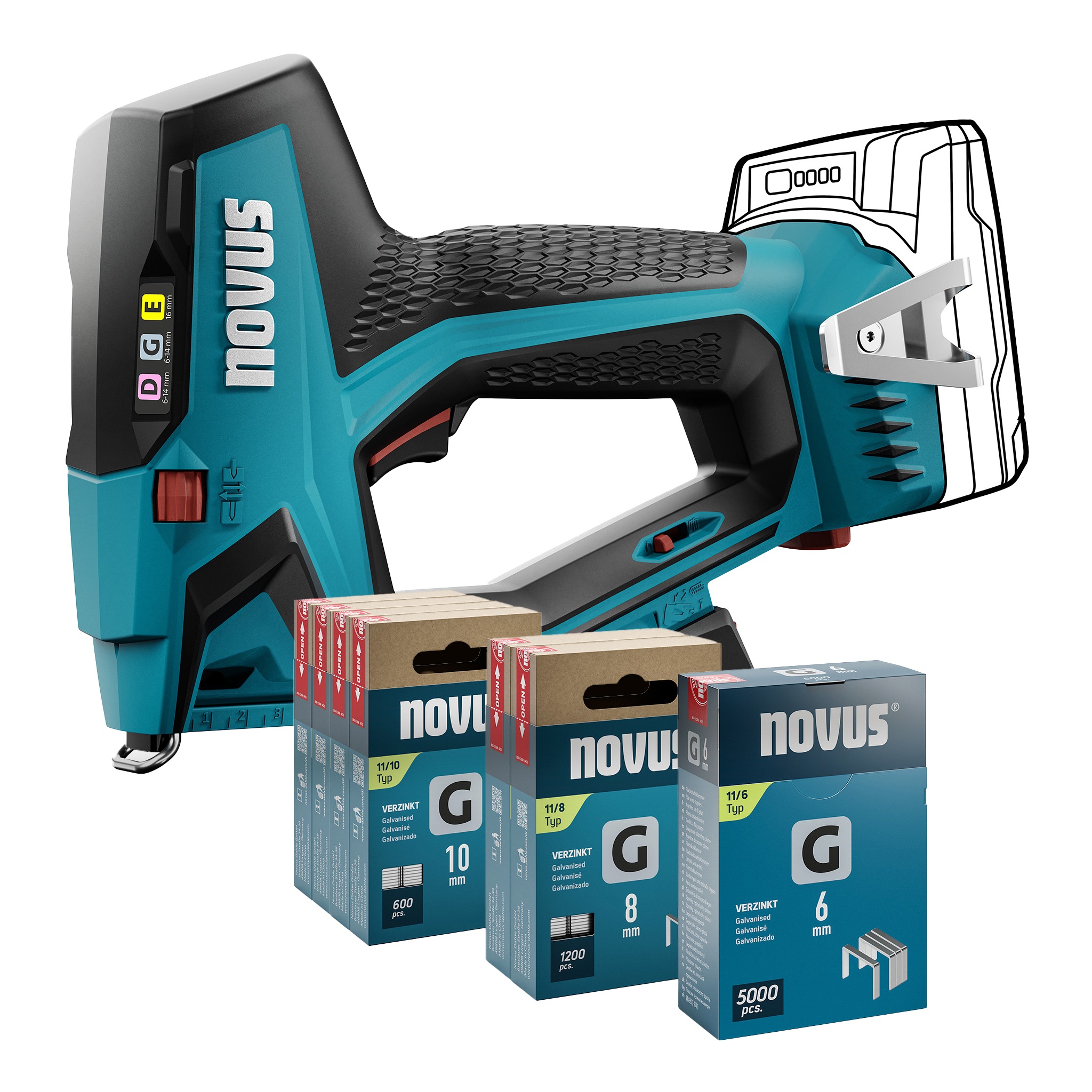 Novus 031-0374 Kabelloser Tacker J-551 (Satz)