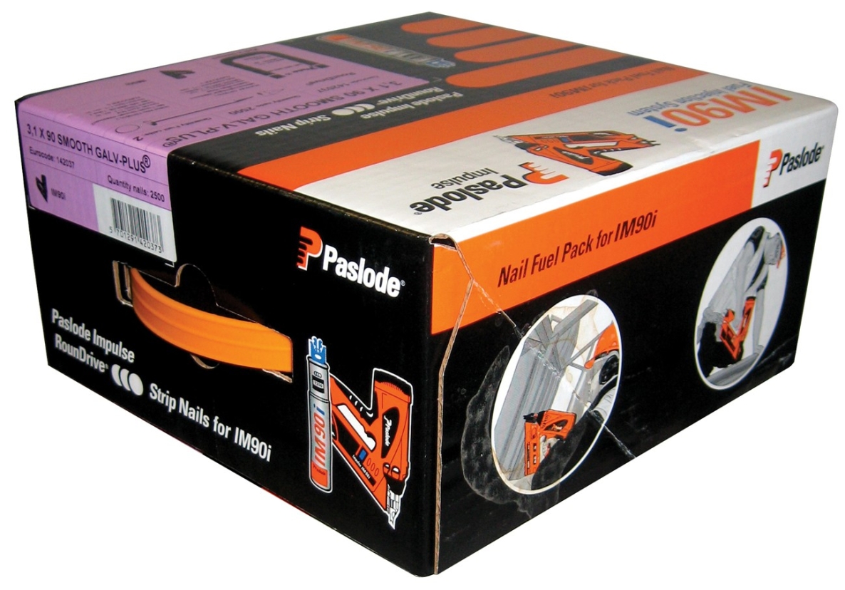 Paslode Befestigung 142014 Streifennägel 34°2,8 x 63 glatt feuerverzinkt RounDrive (inkl. Gaskartuschen) 3750 Stück