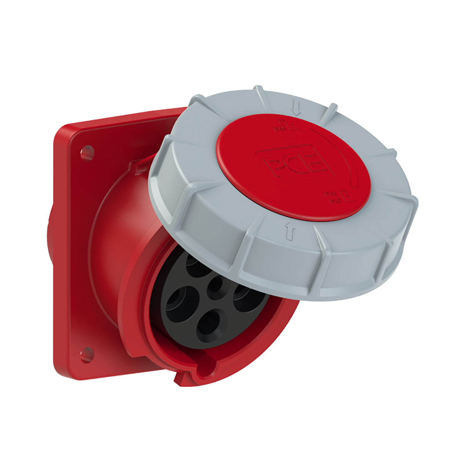 PCE 107871 CEE-Unterputz-Wandsteckdose schräg 63A 5p 400V 6h rot