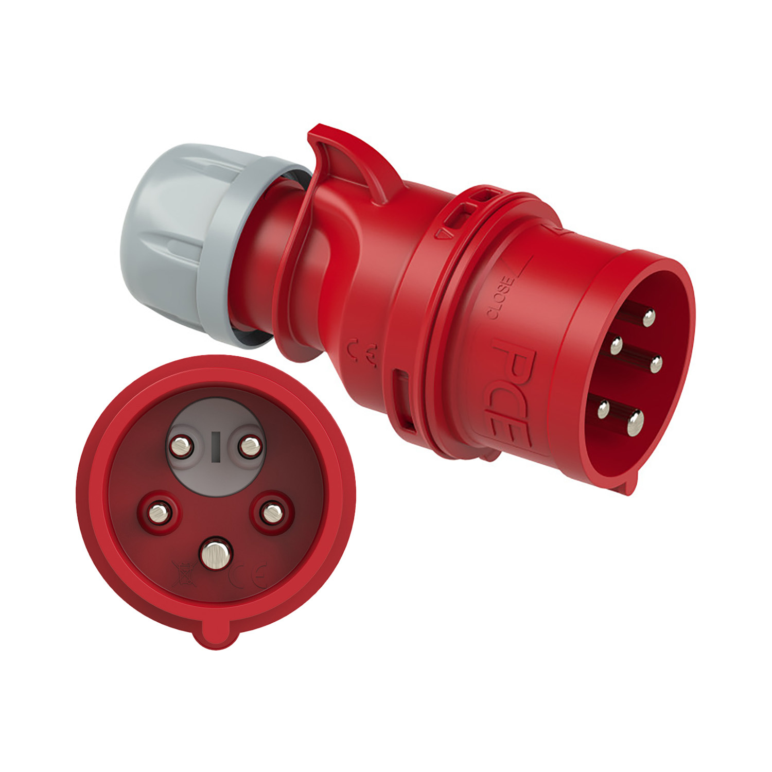PCE 103967 Phasentauscher CEE-Stecker 16A 5p 400V 6h rot
