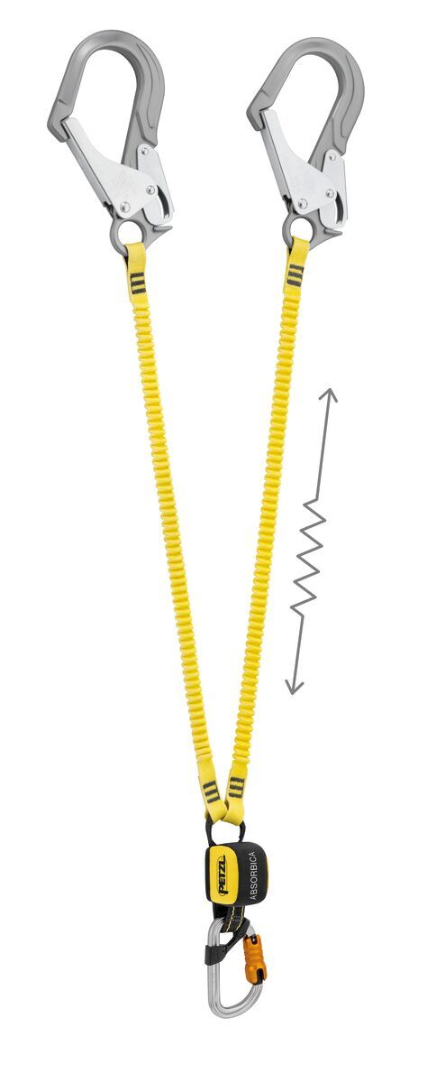 Petzl PE-L014BB01 Absorbica-Y Fallleine mit Falldämpfer 150cm - mit MGO und INT Haken