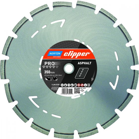 Norton Clipper 70184628159 Pro Asphalt Diamant-Sägeblatt 400 x 25,4 mm Trocken/Nass 