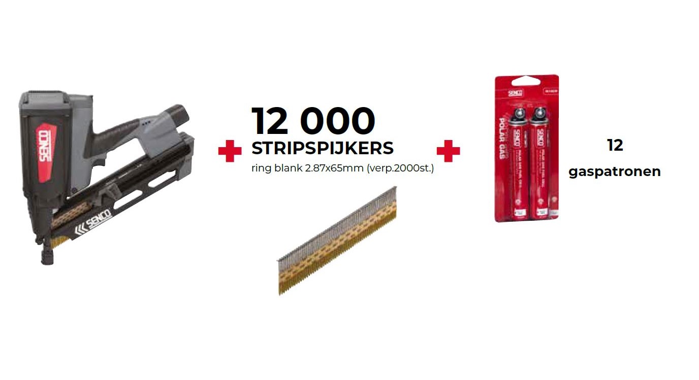 Senco PRSE-4VS2001NGE SGT90I Gasnagler 50-90 mm + 12000 Streifennägel 2,9x65mm