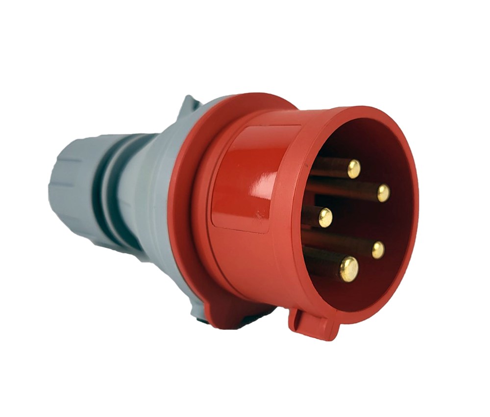 QwattPro 2040026 Stecker ABS IP44 400V 16A 4p+A 6h EN60309 rot