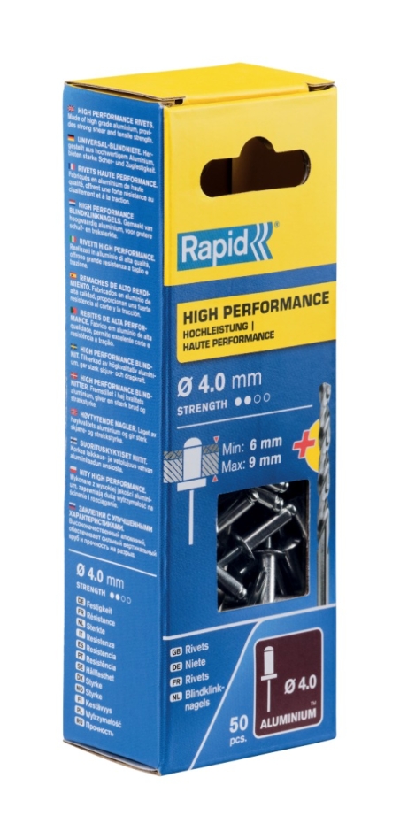 Rapid 5000384 Hochleistungsblindniete Ø4,0 x 12 mm  50 Stück