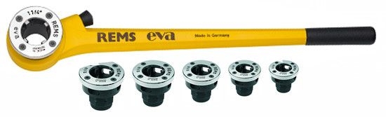 Rems 520003 Eva Set R 3/8 - 1/2 - 3/4 - 1 - 1 1/4" Gewindeschneidkluppe im Karton