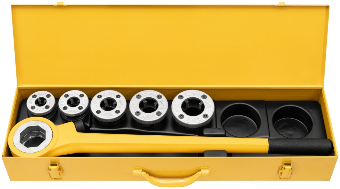 Rems 520013 Eva Set R 3/8-1/2-3/4-1-1 1/4 Zoll Hand-Gewindeschneidkluppe