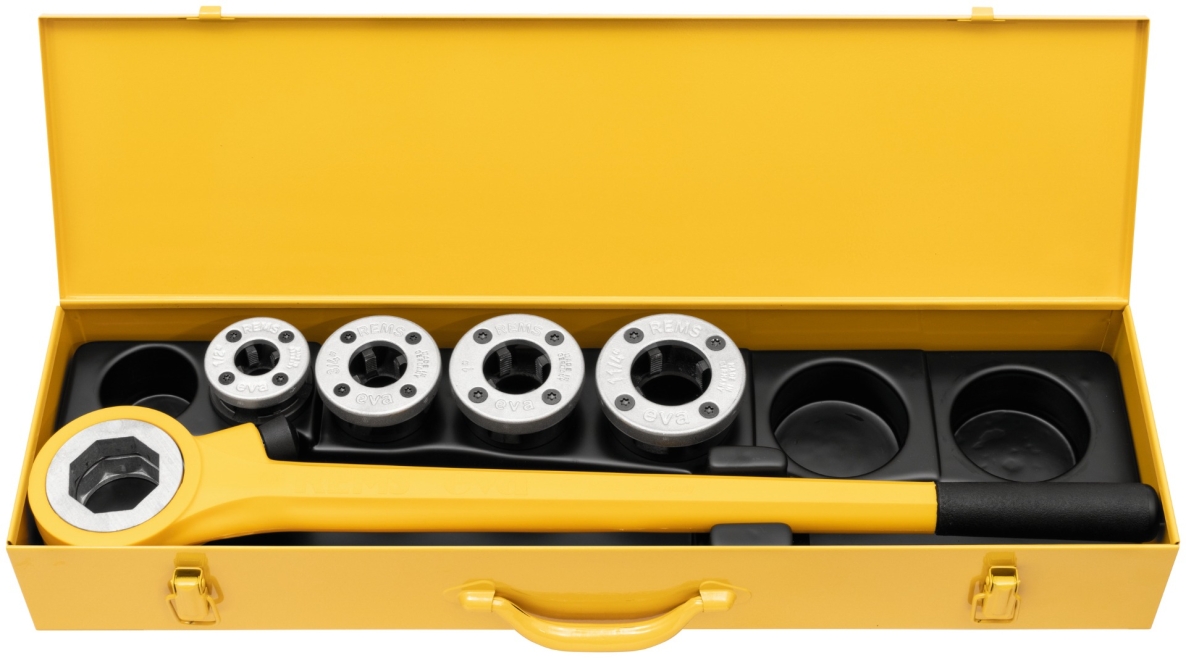 Rems 520015 Eva Set R 1/2-3/4-1-1 1/4 Zoll Hand-Gewindeschneidkluppe
