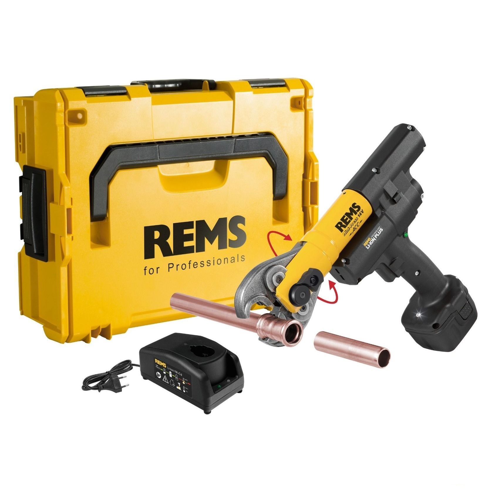 Rems 578018 R220 Mini-Press AC Li-Ion Set V Präzisionspresse + 3 Backen V 15-22-28