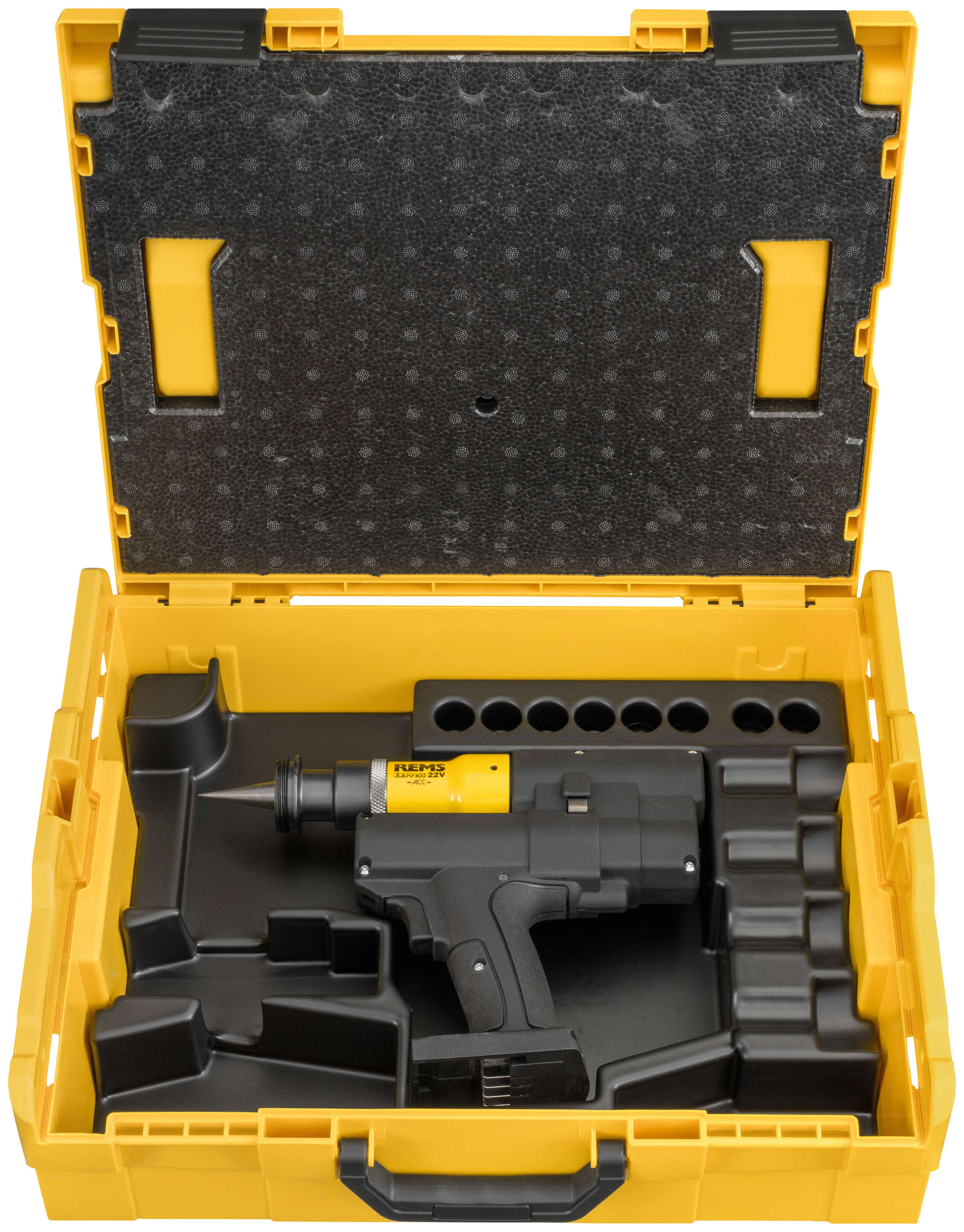 Rems 575033 R22 Ex-Press P-CEF 22V ACC Basic-Pack Akku-Rohrschneidemaschine, ohne Akku und Ladegerät, in L-Boxx