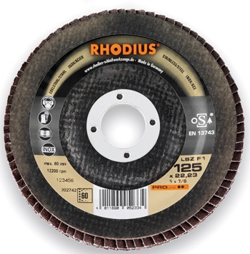 Rhodius 202675 LSZ F1 Lamellenschleifscheibe Stahl/Inox 115 x 22,23 mm K80
