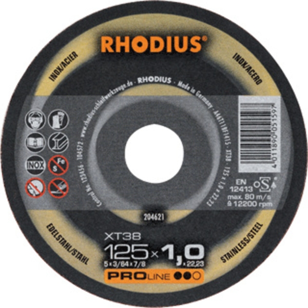 Rhodius 204619 XT38 Trennscheibe dünn Metall/Inox 115 x 1.0 x 22,23 mm