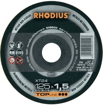 Rhodius 205911 XT24 Trennscheibe dünn Aluminium 125 x 1.5 x 22,23 mm