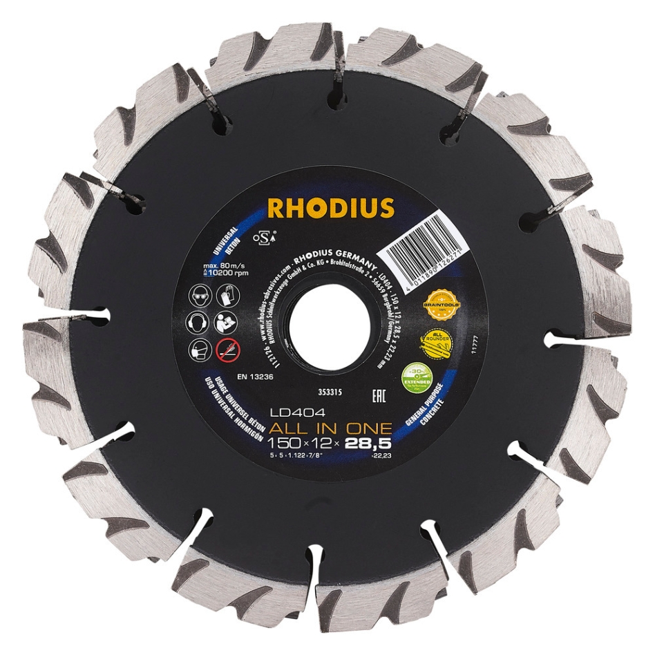 Rhodius 353315 LD403 All-In-One Diamant Sägeblatt 150 x 7,0 x 28,5 x 22,23