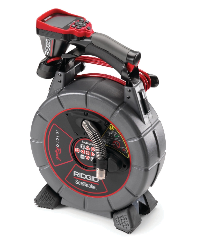 Ridgid 40813 MicroReel Haspel L100C mit Mikro CA-350 Inspektionskamera, Detektionssender und Meterzähler
