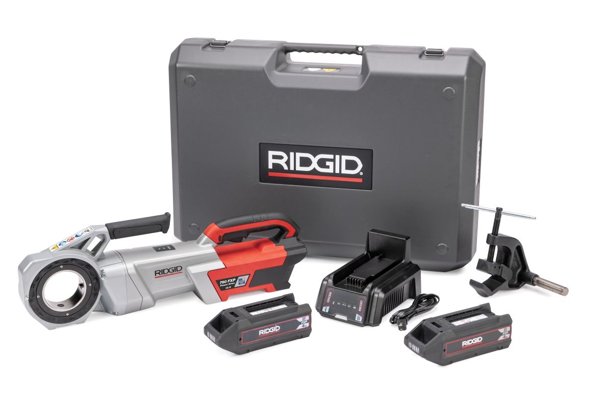 Ridgid 72073 760 FXP Elektrodrahtschneider (12-R) mit Tragarm 2x 4Ah Akkus und Ladegerät im Koffer