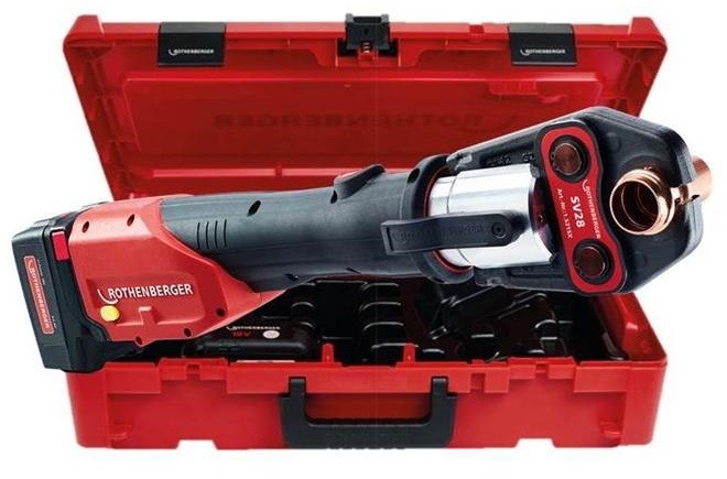 Rothenberger 1000001924 ROMAX 4000 Pressmachine 18 Volt 4.0 Ah Li-ion + Pressbacken-Set SV15-22-28 mm