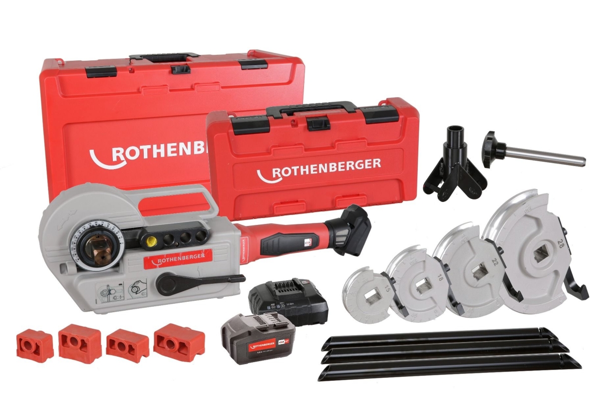 Rothenberger 1000003392 Robend 4000 E Set 18V Accu-Biegemaschine 15/18/22/28mm mit Akku und Ladegerät