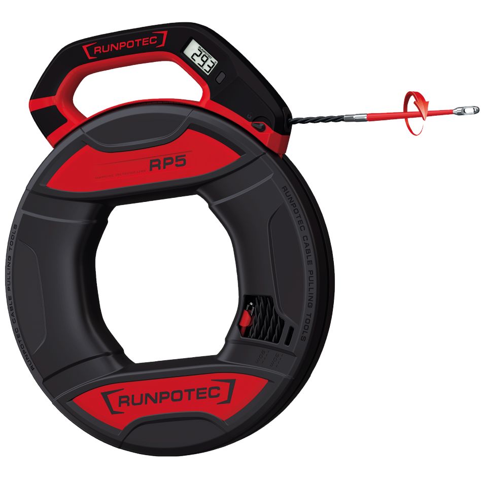 Runpotec 10202 Gedrehte Zugfeder Runpo 5 mit 2x Runpogleiter in Box mit Längenmaß 20m