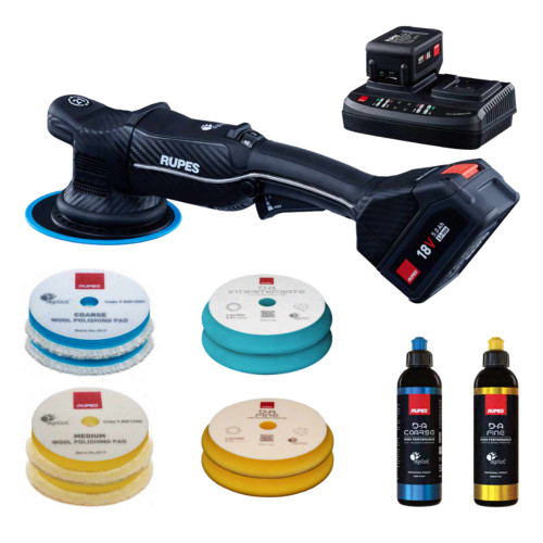 Rupes RU-HLR21/CB2/BAS iBrid Bigfoot Exzenter Polierer Set 150mm 18V 5.0Ah li-ion