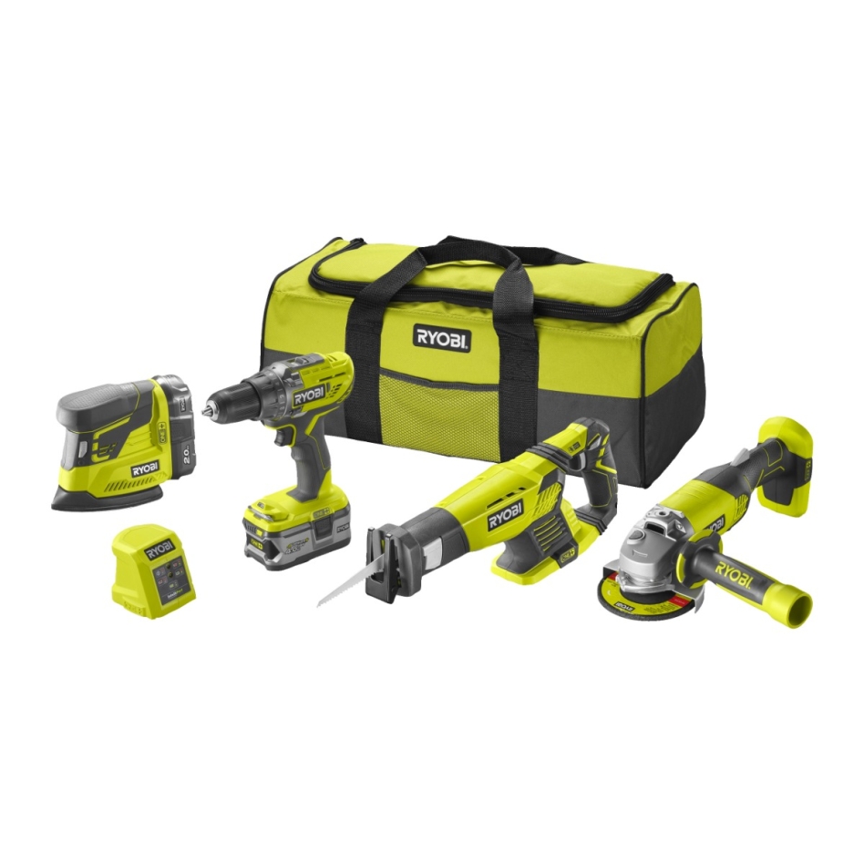 Ryobi 5133004757 R18CK4E-242S Kombi-Set 18 Volt 2,0/4,0 Ah Li-Ion