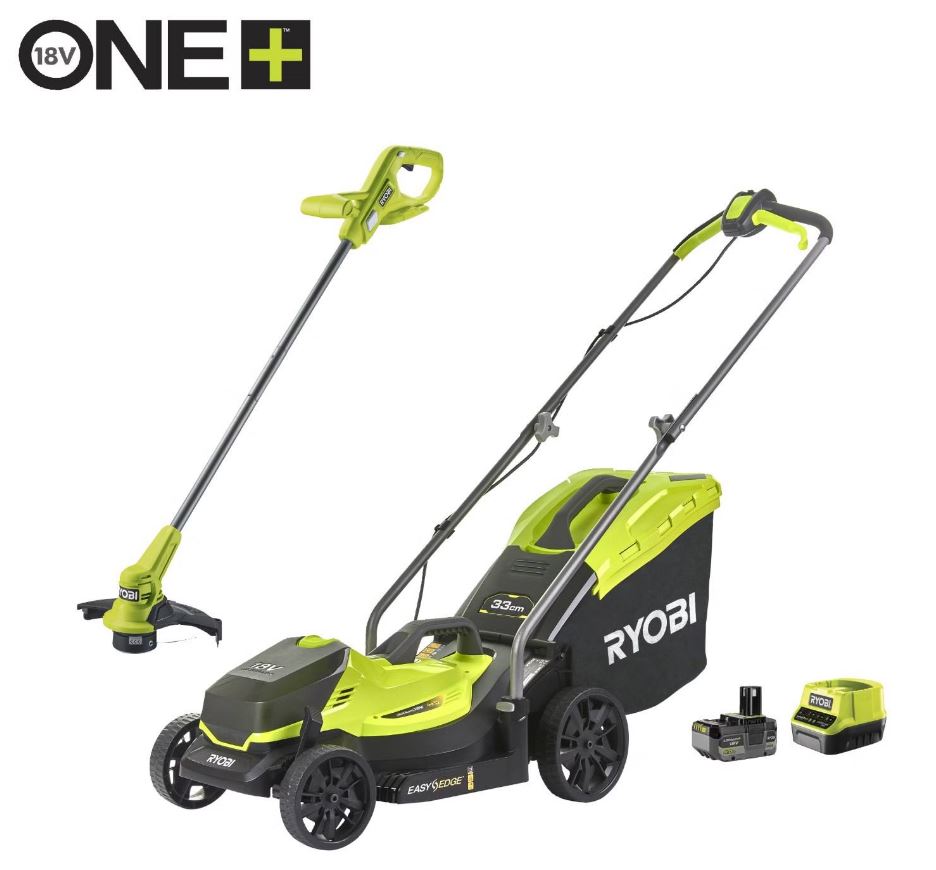 Ryobi 5133005885 OLM1833LT23A-140 18V 4Ah Accu Grasmäher + Accu-Trimmer Set