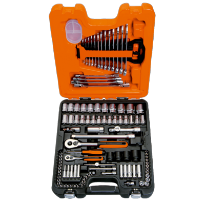 Bahco S108 1/4"- und 1/2"-Steckschlüssel-Satz inklusive Ring-Maulschlüsseln/Schraubendreher-Einsätzen – 108-teilig