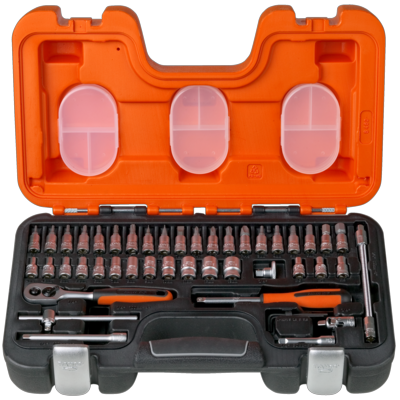 Bahco S460 1/4"-Steckschlüssel-Satz, metrisch, Sechskant, inklusive Schraubendreher-Einsätzen – 46-teilig