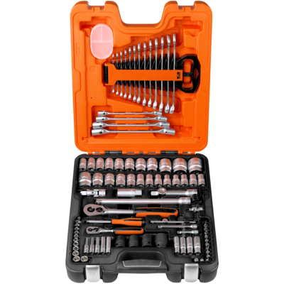 Bahco S87+7 1/4"- und 1/2"-Steckschlüssel-Satz inklusive Ring-Maulschlüsseln – 92-teilig