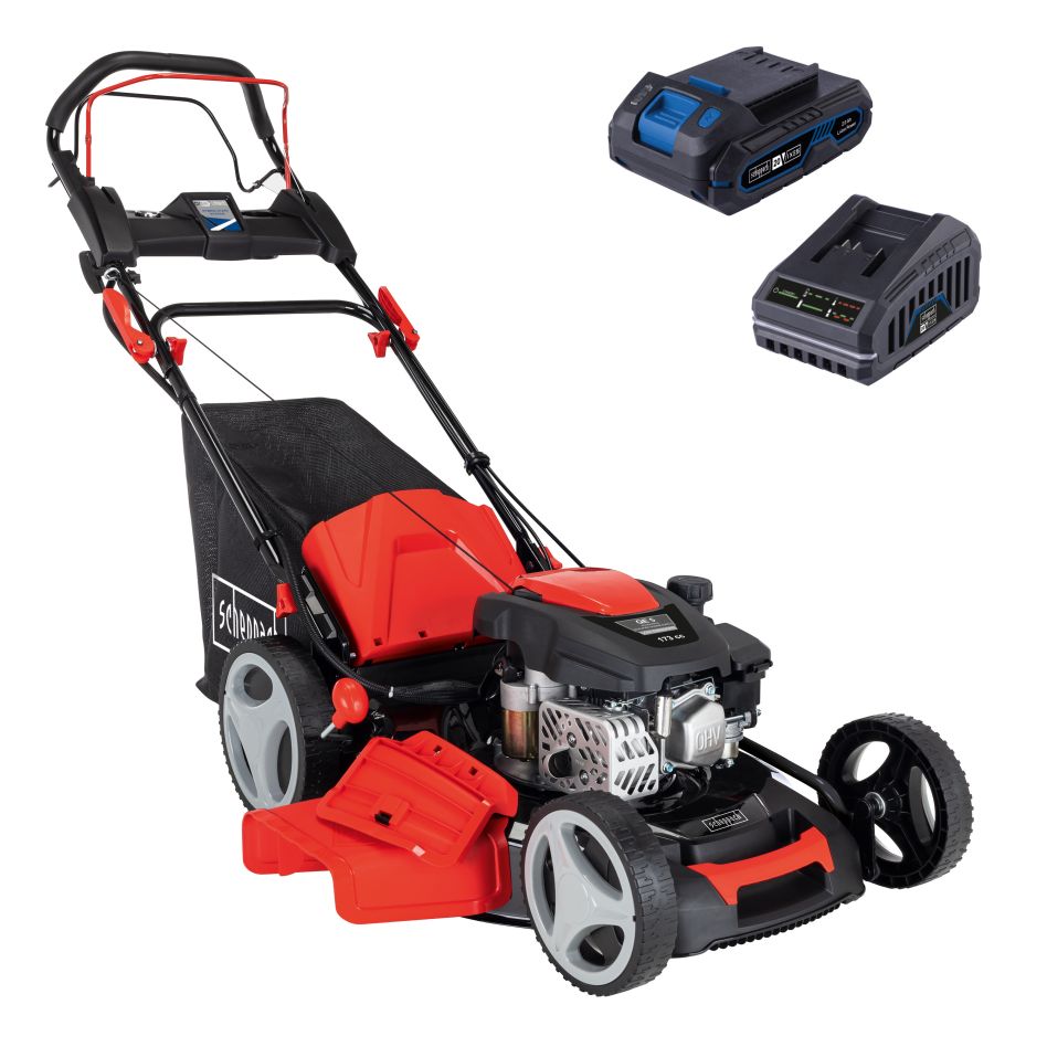 Scheppach 5911247905 Hybrid-Benzin-Rasenmäher MS173-51E 173cc 3kW (mit Batterie)