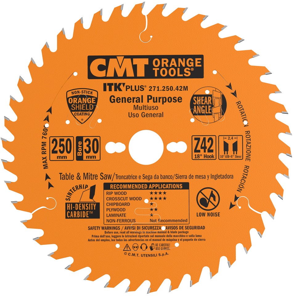 CMT 271.250.42M Ultradünnes Kappsägeblatt mit Schnittbegrenzung 250 x 30 x 42T