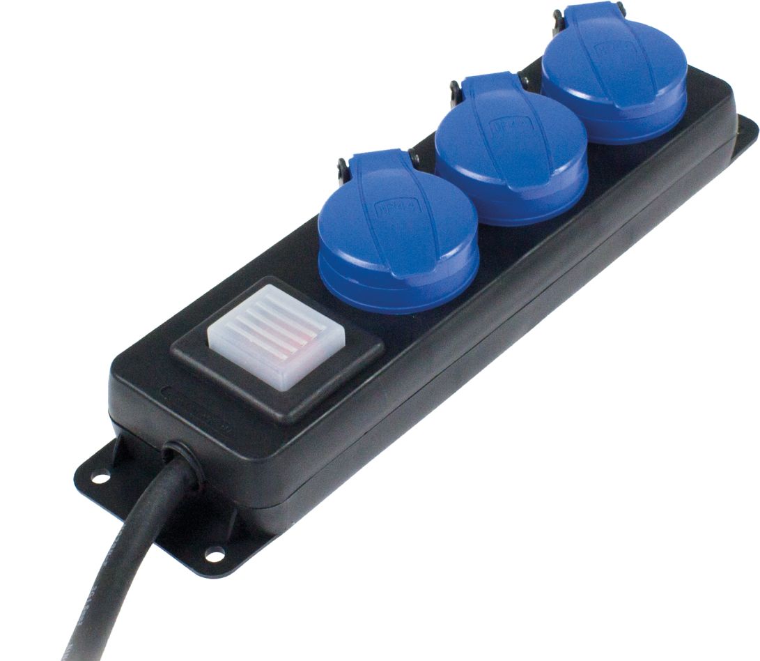Schwabe 38603 Verteilerdose 230V/16A IP44 3fach mit Verlängerungskabel H07RN-F 3G1,5 1,5m
