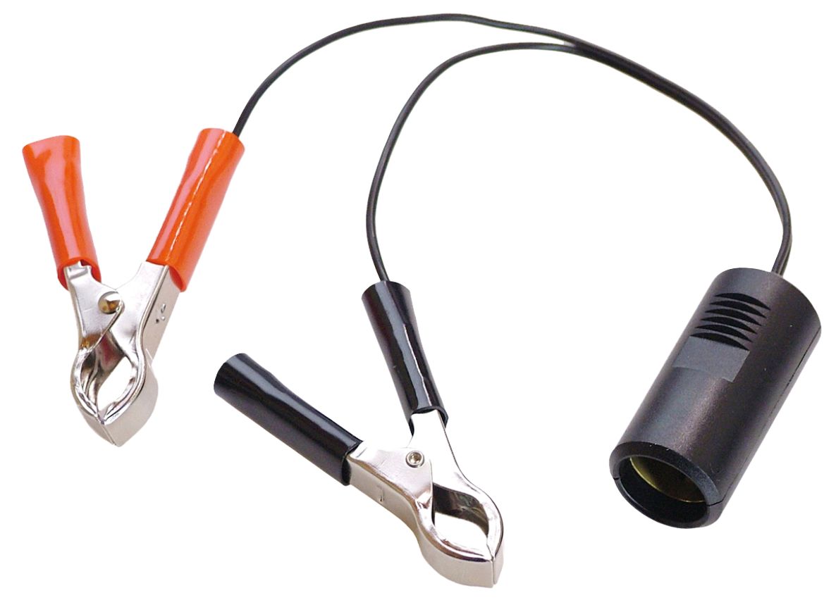 Schwabe 42305 Batterieadapter 12/24V mit zwei Batterieklemmen und Zigarettenanzünderbuchse L=1m