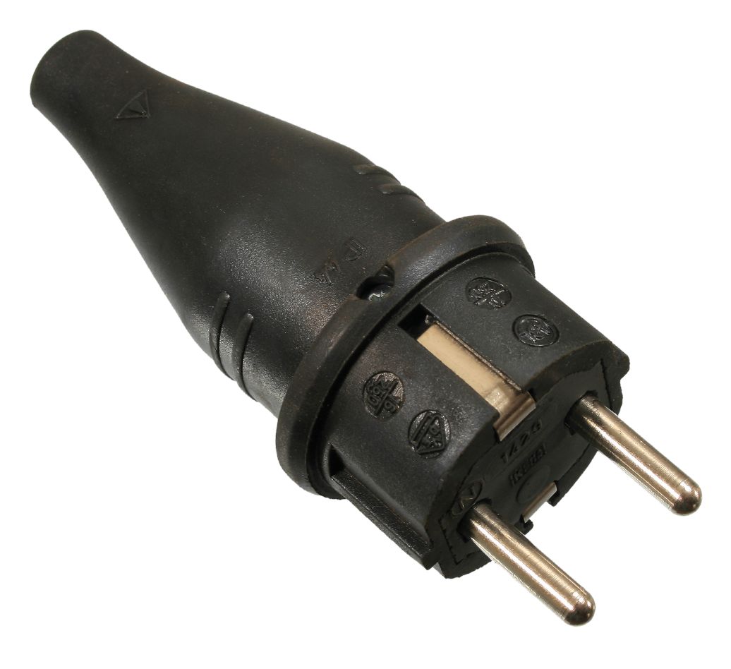 Schwabe 60412 Stecker Gummi 230V/16A IP44 Schwarz bis 1,5 mm²