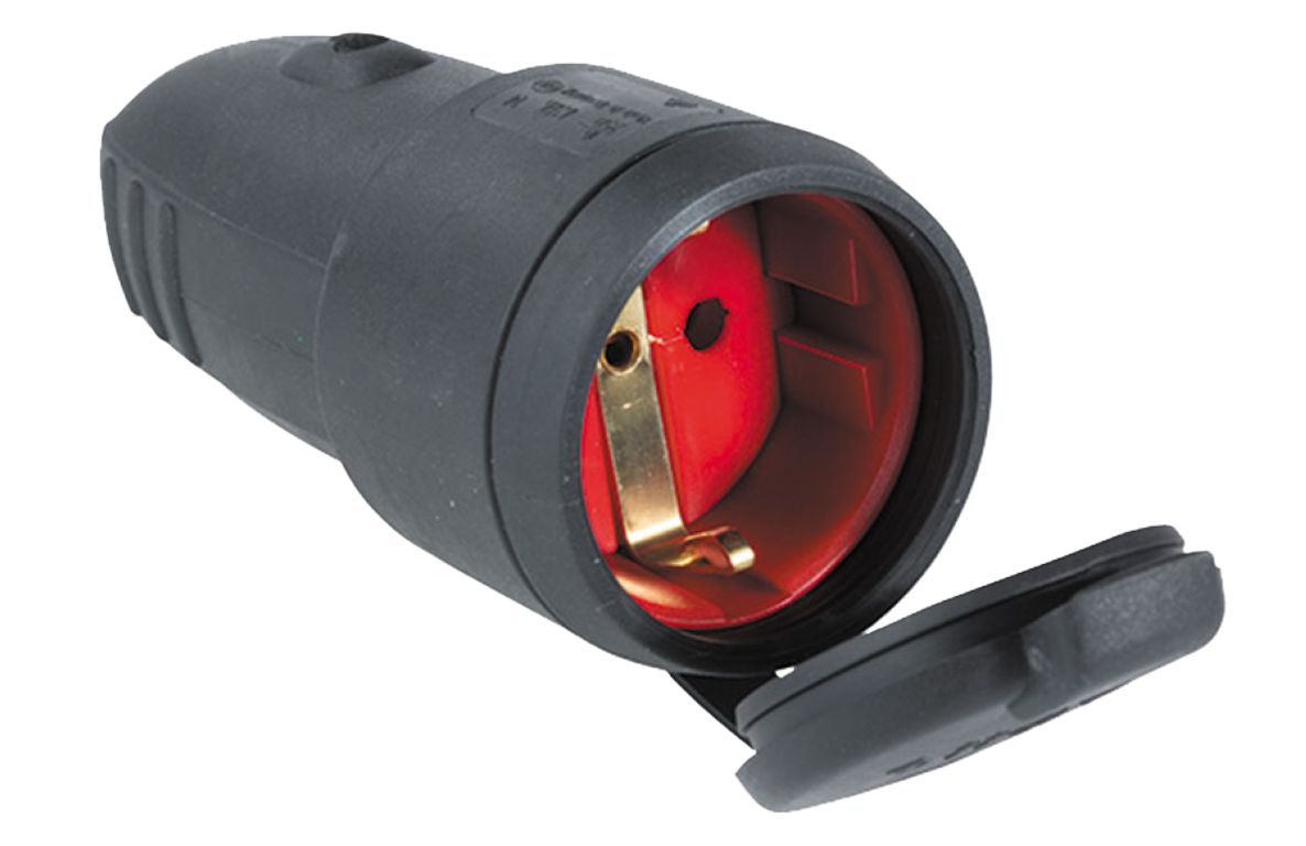 Schwabe 60415 Gummi-Netzstecker 230V/16A IP44 Schwarz