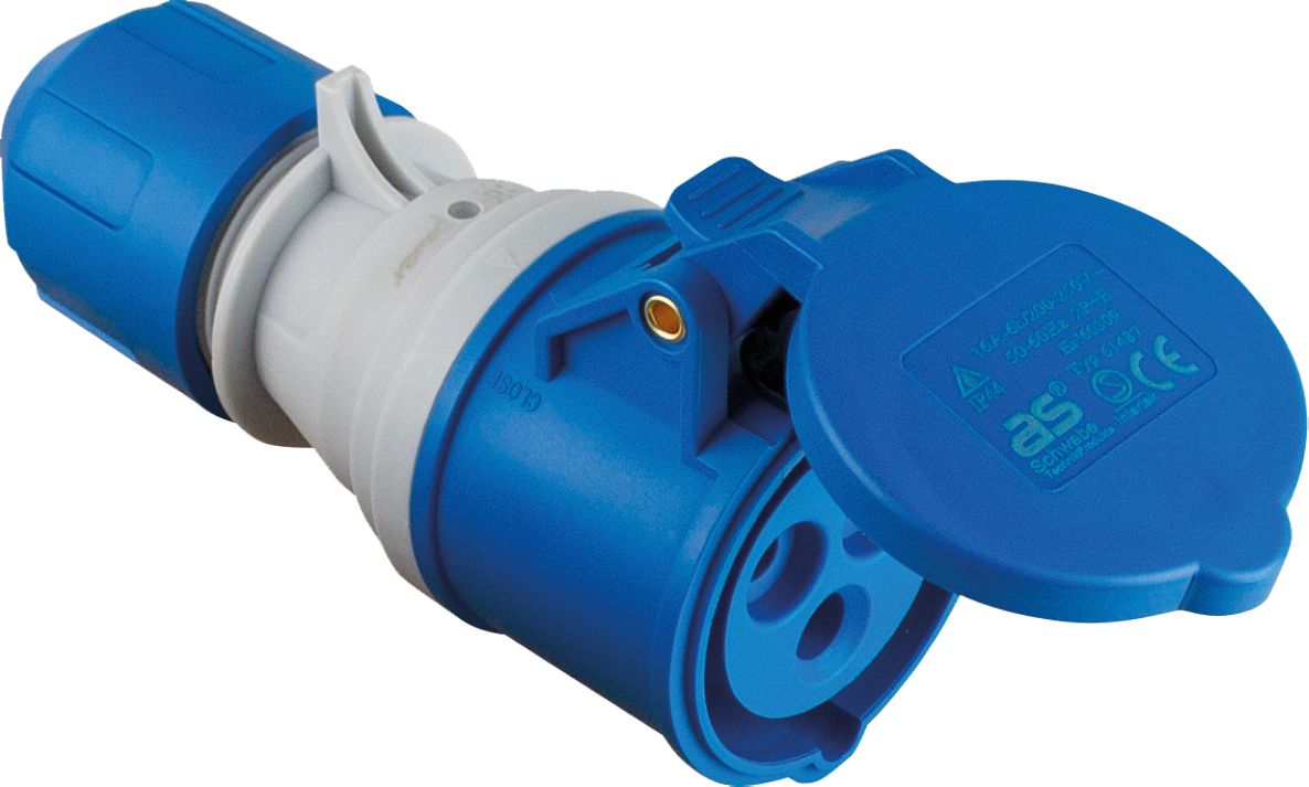 Schwabe 61487 Camping CEE Powerlight Kupplungsstecker 230V/16A IP44 3-polig