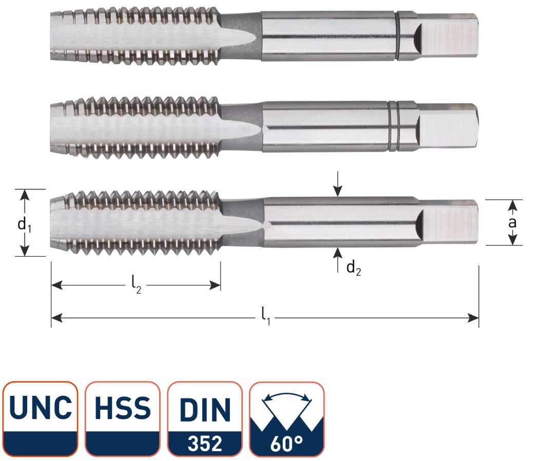 Rotec 307.0018 3070018 HSS Handgewindeschneidsatz 3 Stück DIN 352 UNC 3/8-16