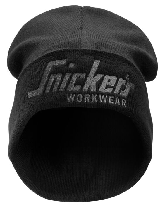 Snickers Workwear 90470458000 Logo Beanie Größe Einheitsgröße Schwarz - Stahlgrau (0458)