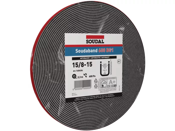 Soudal 168485 Soudaband 600 BG1 30/7-12 Selbstklebendes, vorkomprimiertes Fugenband, anthrazit 