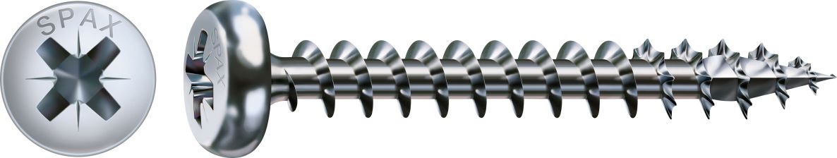 SPAX 0231010400455 Universalschraube 4 x 45 mm, Rundkopf, Kreuz PZ2, Vollgewinde, WIROX - 500ST