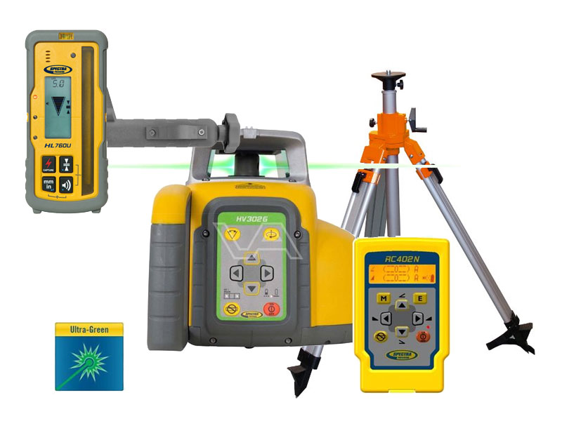 Spectra Physics 602576 Multifunktionaler Baulaser HV302G mit Spindel-Stativleuchte