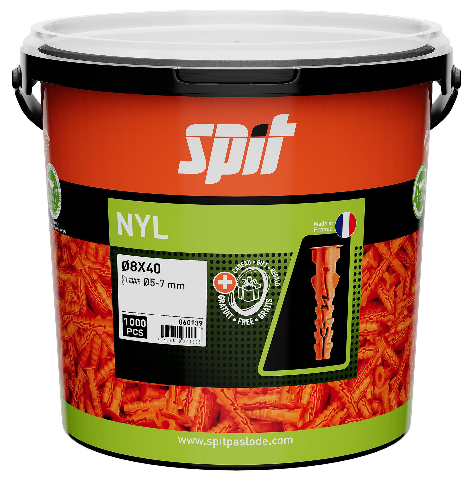 Spit 060139 Universal-Nylond&uuml;bel mit Bund D8x40 1000 St&uuml;ck im Eimer