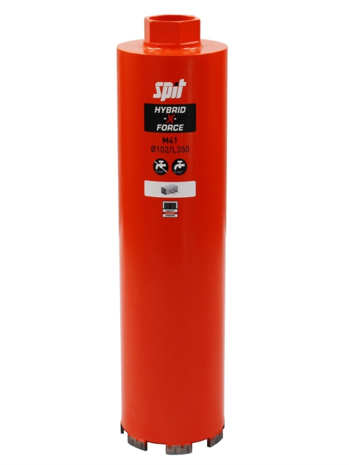 Spit Zubehör 654711 HYBRID-X-FORCE Diamantbohrer Trocken und nass M41 D.62X350