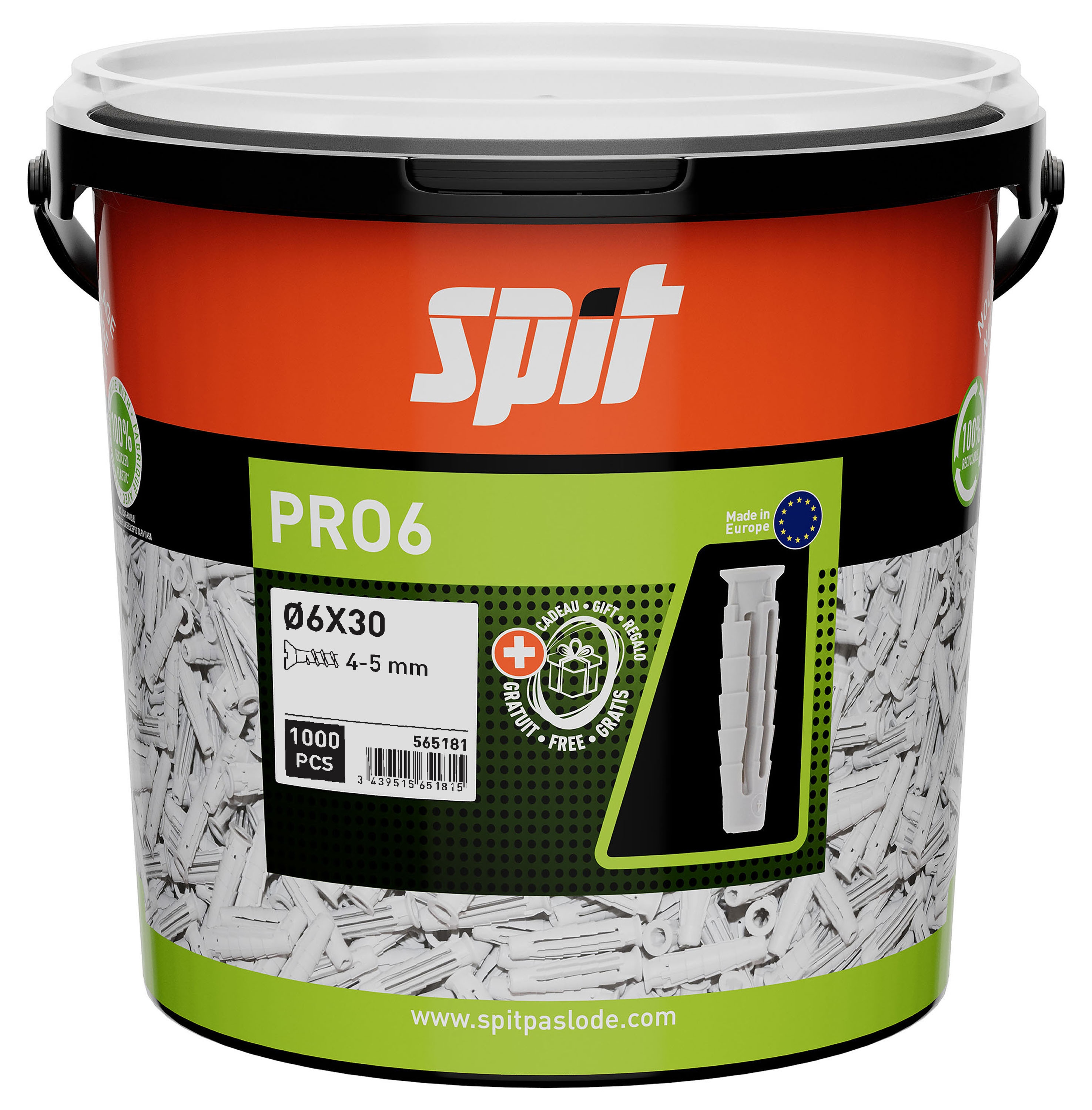 Spit Befestigung 565181 PRO6 6 x 30 Universalstecker 1000 Stück