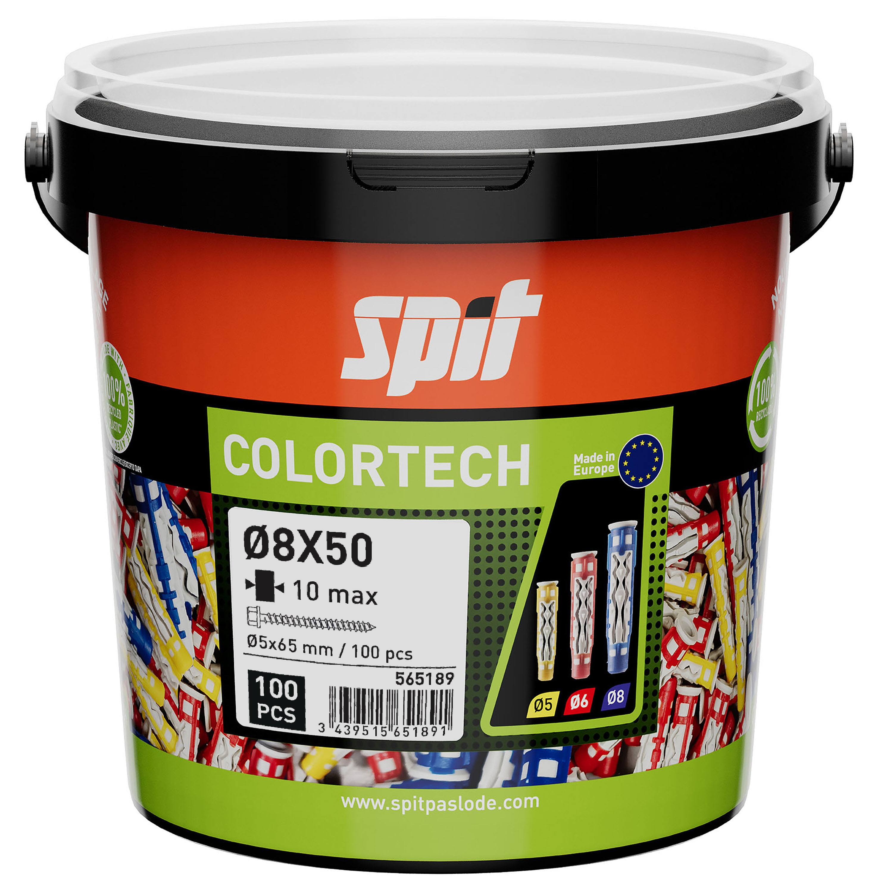 Spit Befestigung 565189 ColorTech Universalstecker mit Sechskantschraube 8x50 100 Stück