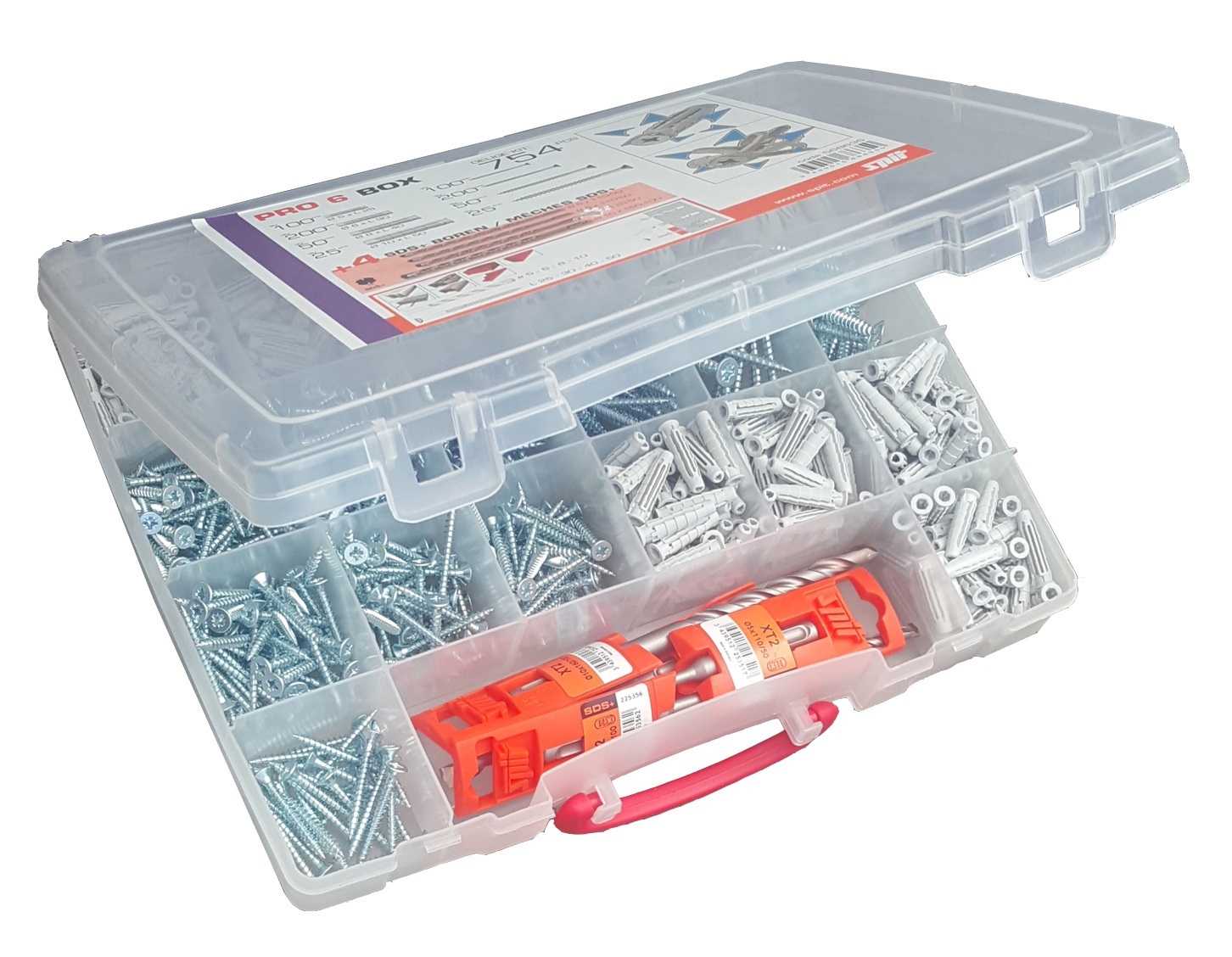 Spit Befestigung 568635 754-teilige PRO 6 Box-Dübel mit Schrauben und Bohrern