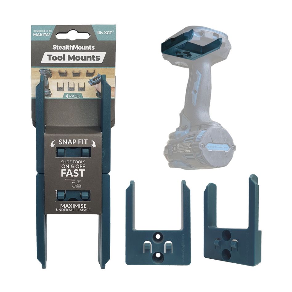 StealthMounts TM-MK40-BLU-4 Blaue Werkzeughalter für Makita 40v XGT (4er Pack)