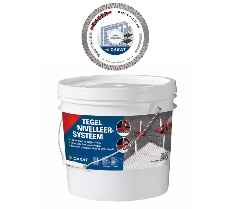 Carat Tegelzetters toolkit 1 Racer Diamanttrennscheibe 125mm + Nivellierset